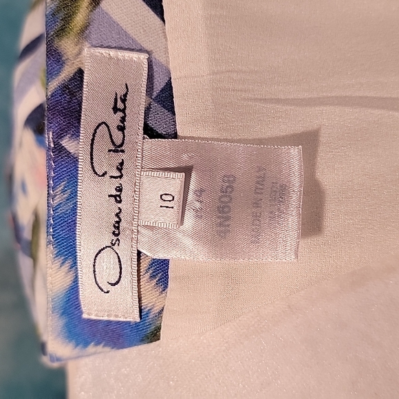 ❤Oscar de la Renta Dress w/ Bright Floral/Lattice Print & Gorgeous Pleats/Panels - Picture 8 of 16